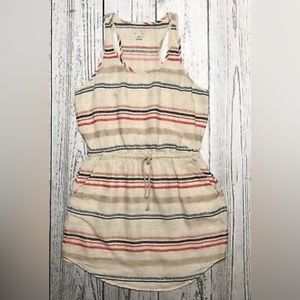 Hinge Nordstrom Women’s Striped Linen Sleeveless Dress‎ Tie Waist Size Medium